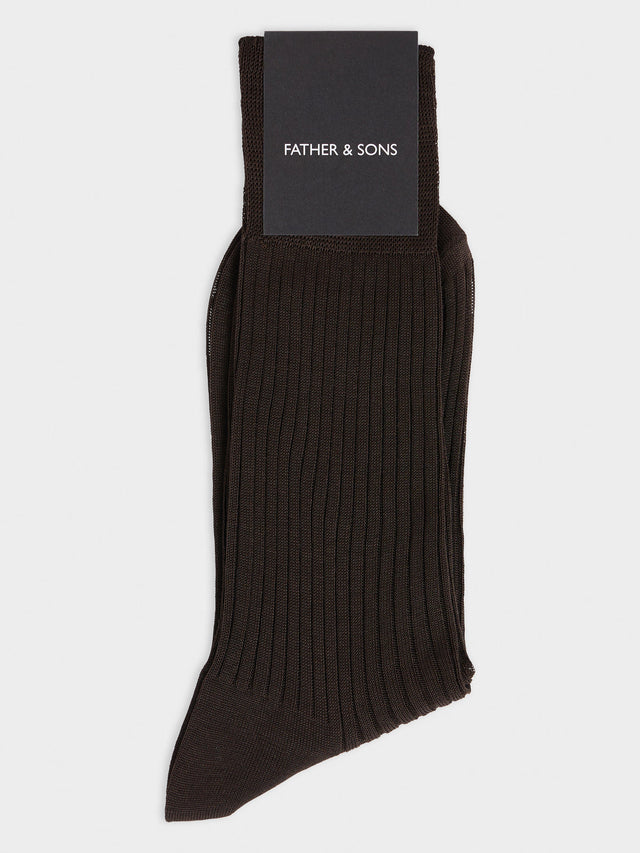 Chaussettes en coton fil d'Ecosse marron