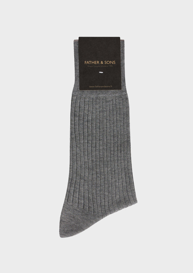 Chaussettes en coton fil d'Ecosse uni gris moyen