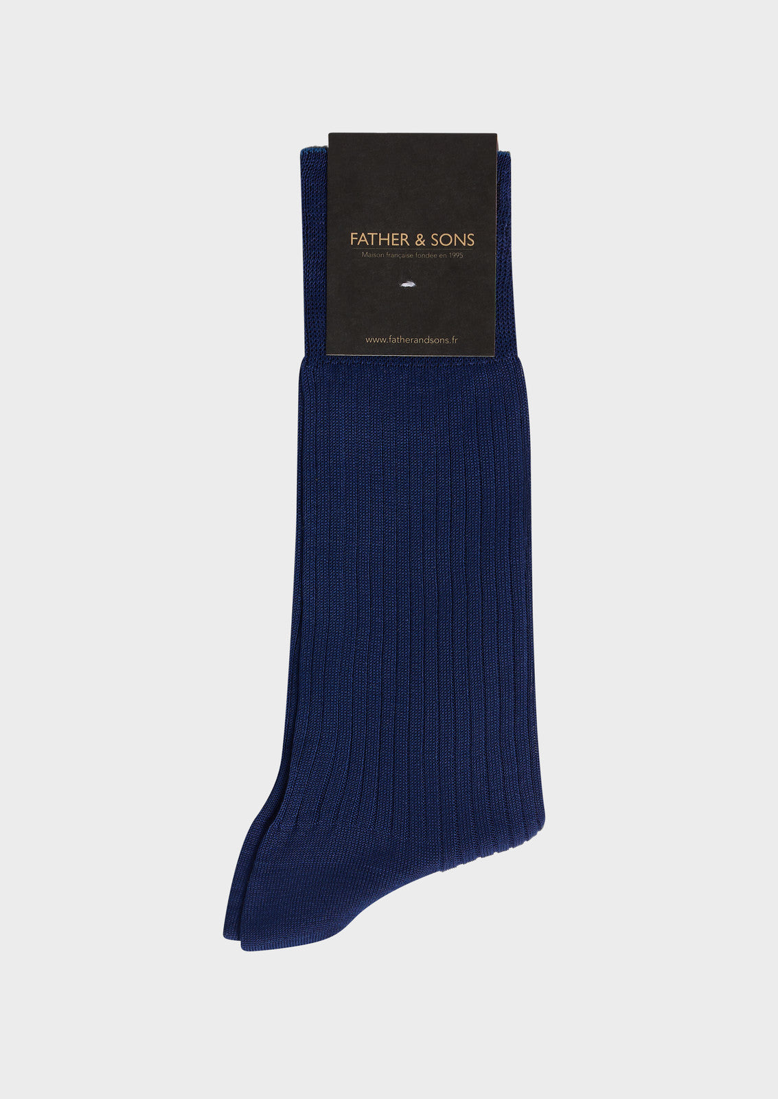 Chaussettes En Coton Fil D Ecosse Uni Bleu Indigo