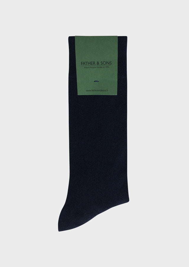 Chaussettes en coton mélangé uni marine