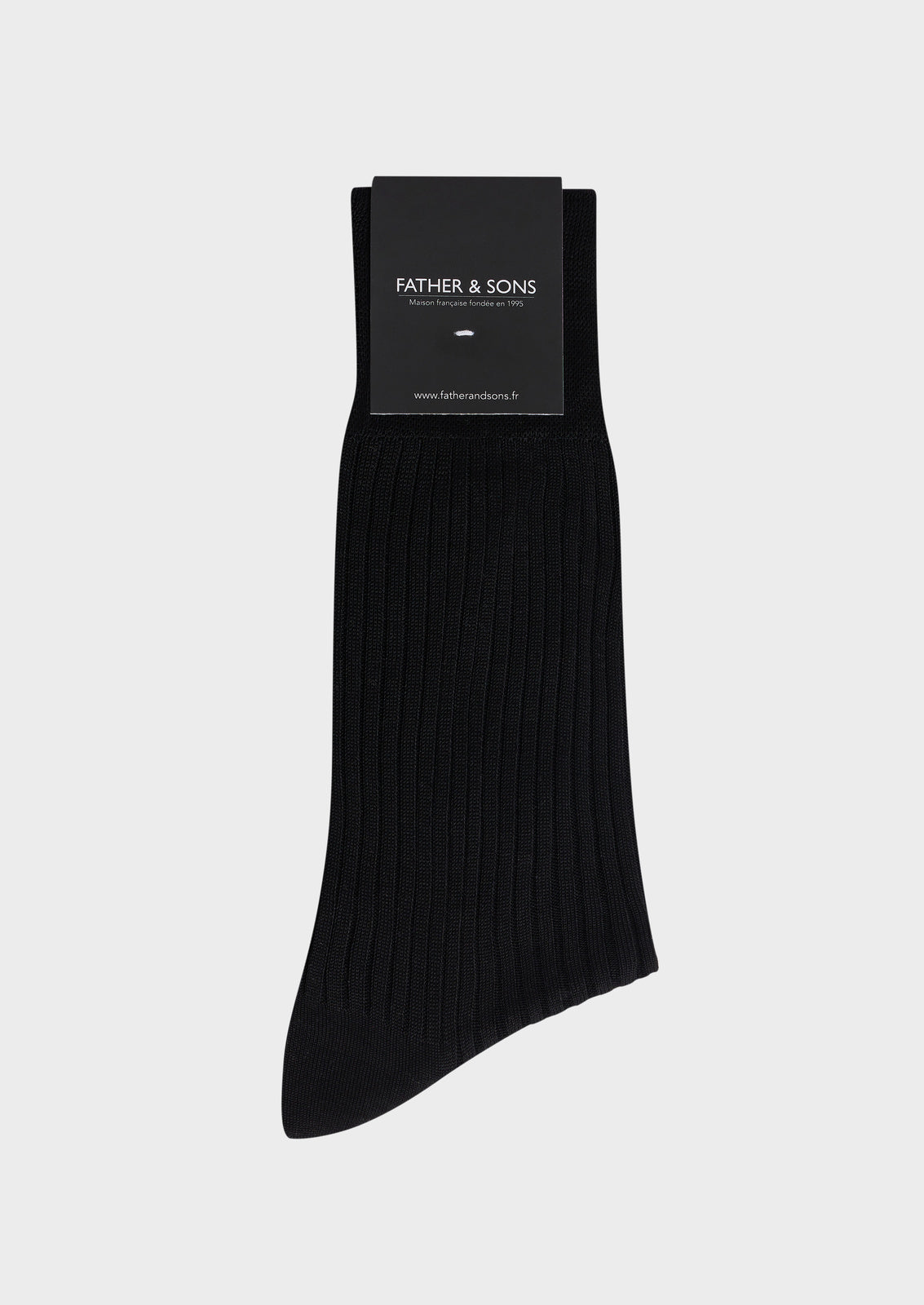 Chaussettes En Coton Fil D Ecosse Uni Noir