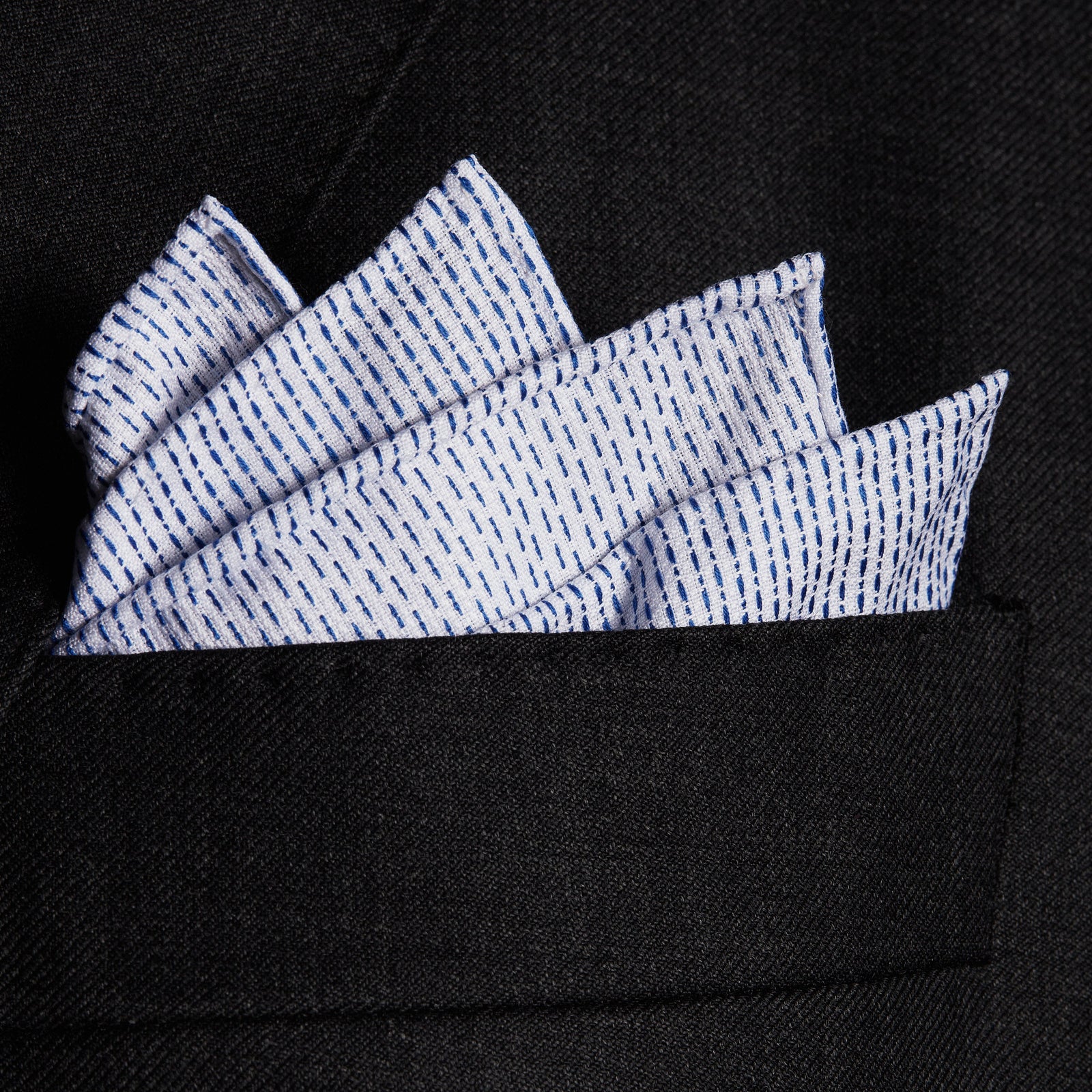 Blanc Bleu Tirets Coton