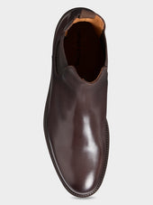 Bottines Chelsea En Cuir Lisse Marron