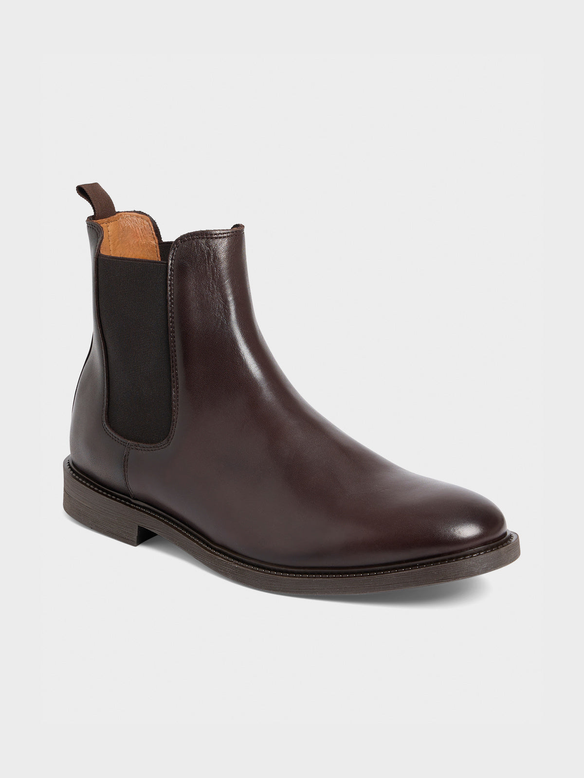 Bottines Chelsea En Cuir Lisse Marron