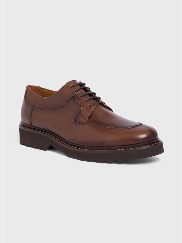 Derbies en cuir lisse cognac
