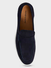 Mocassins En Cuir Nubuck Bleu Marine