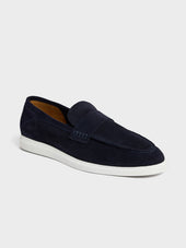Mocassins en cuir nubuck bleu marine