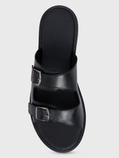 Sandales En Cuir Lisse Noir