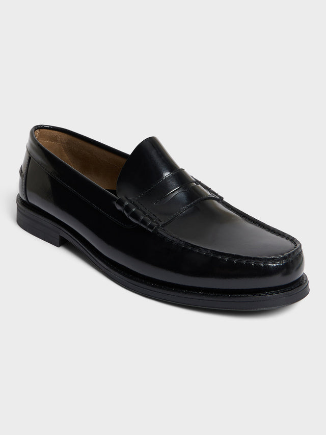 Mocassins en cuir lisse noir