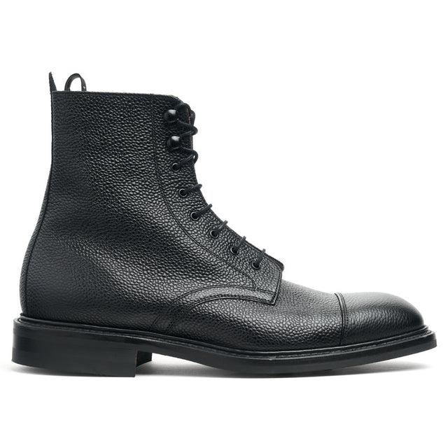 Elliott II R Capped Derby Boot in Black Grain Leather