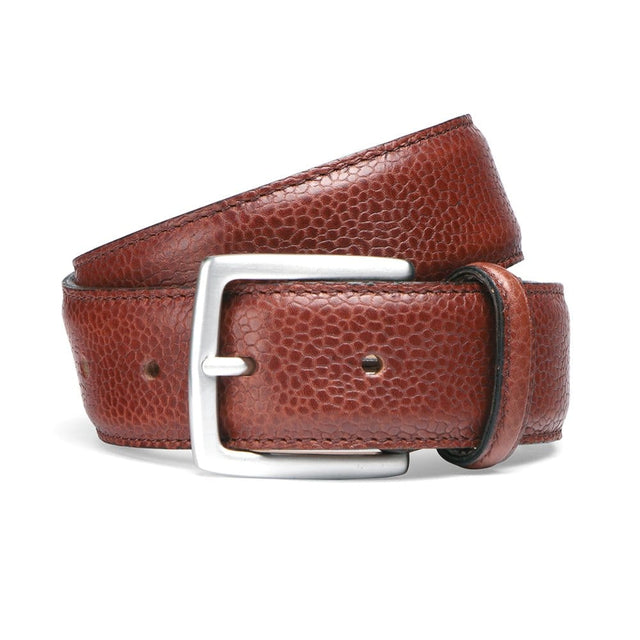 Mahogany Grain Belt with Silver Buckle
