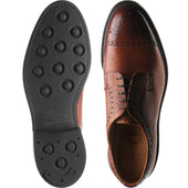 Cheaney Tenterden II R mens rubber-soled semi-brogues in mahogany grain calf