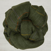 Windowpane Check Cashmere Scarf In Green And Lilac