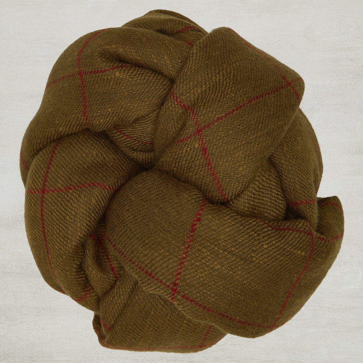 Windowpane Check Cashmere Scarf In And Red
