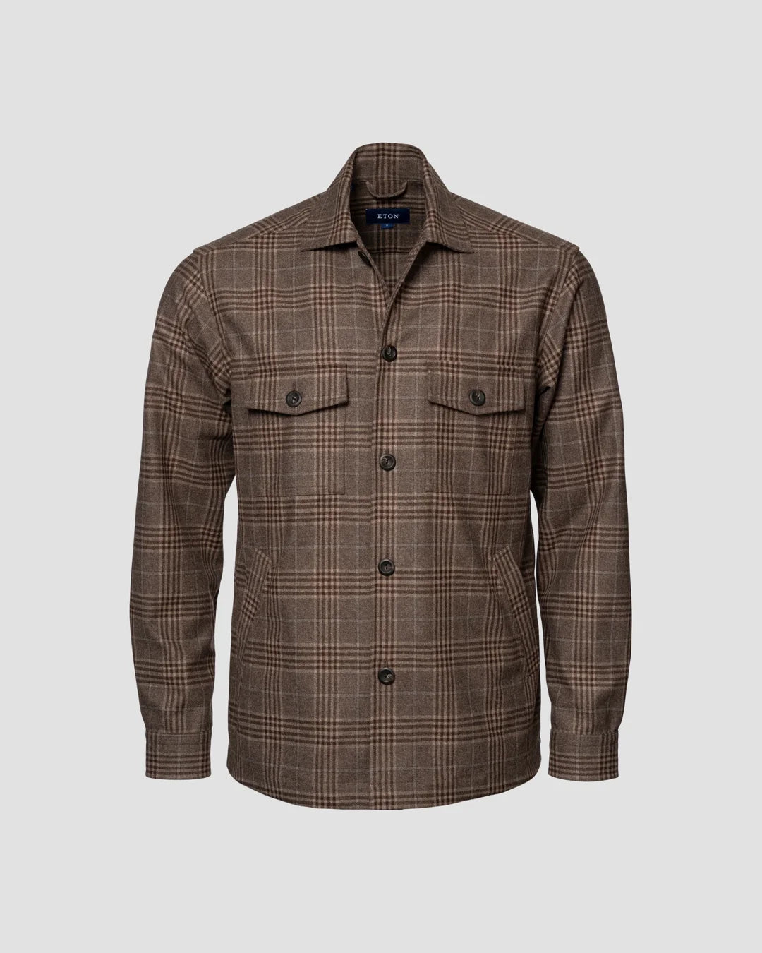 Checked Wool Cashmere Flannel Overshirt Eton
