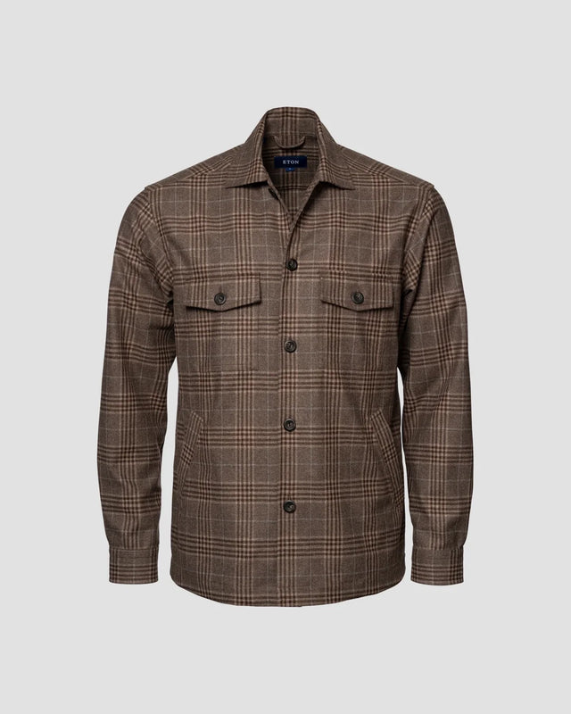 Brown Checked Wool-Cashmere Flannel Overshirt - Eton
