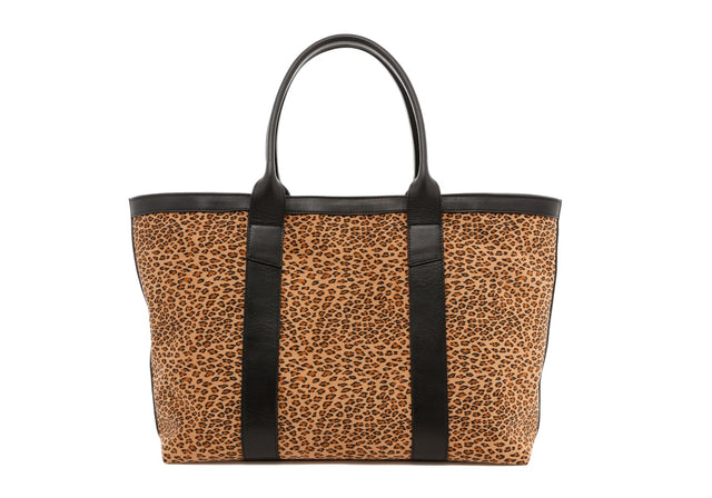 Large Working Tote - Cheetah Microfiber / Black Trim - Zipper Closure