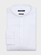 Chemise non-iron regular en twill de coton blanc à col officier