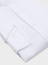 Chemise Non Iron Regular En Twill De Coton Blanc Col Officier