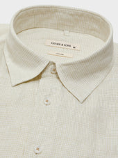 Chemise Slim En Lin Beige Carreaux