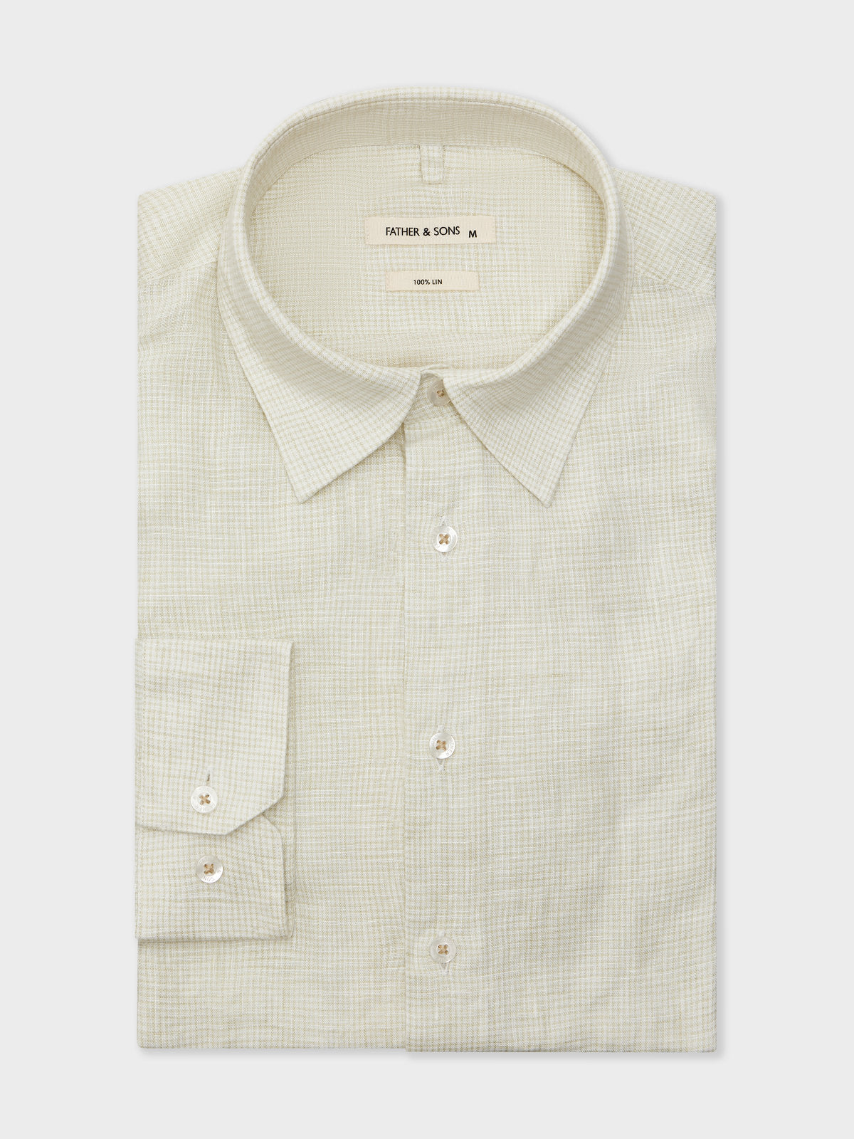 Chemise Slim En Lin Beige Carreaux