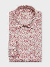 Chemise Slim en lin et coton à motif terracotta