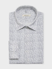 Chemise Slim en lin et coton à motif bleu ciel