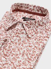 Chemise Slim En Lin Motif Fleuri