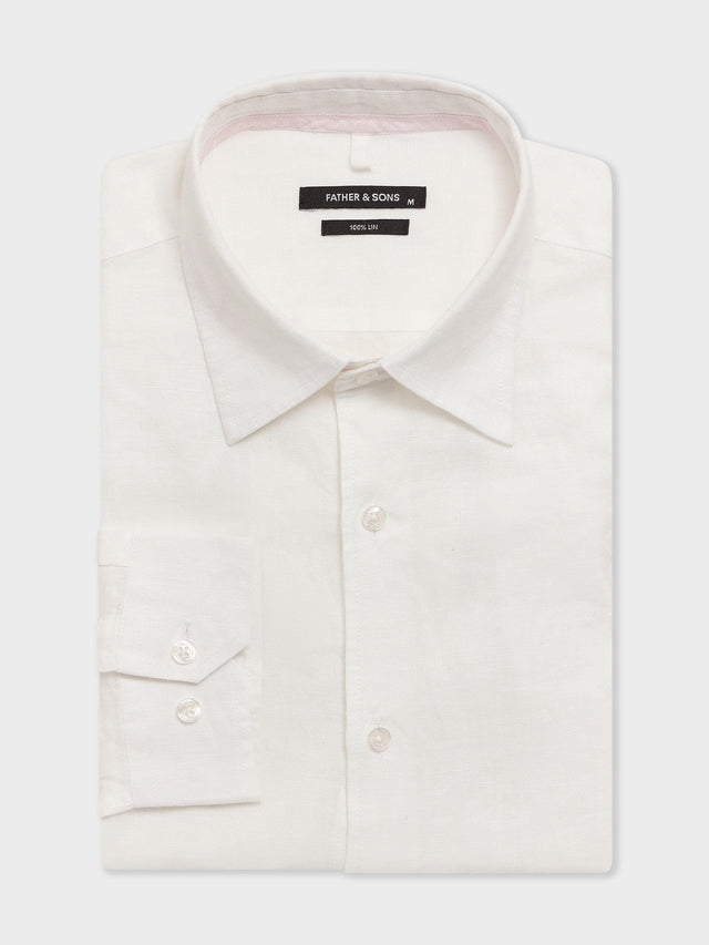 Chemise slim en lin blanc