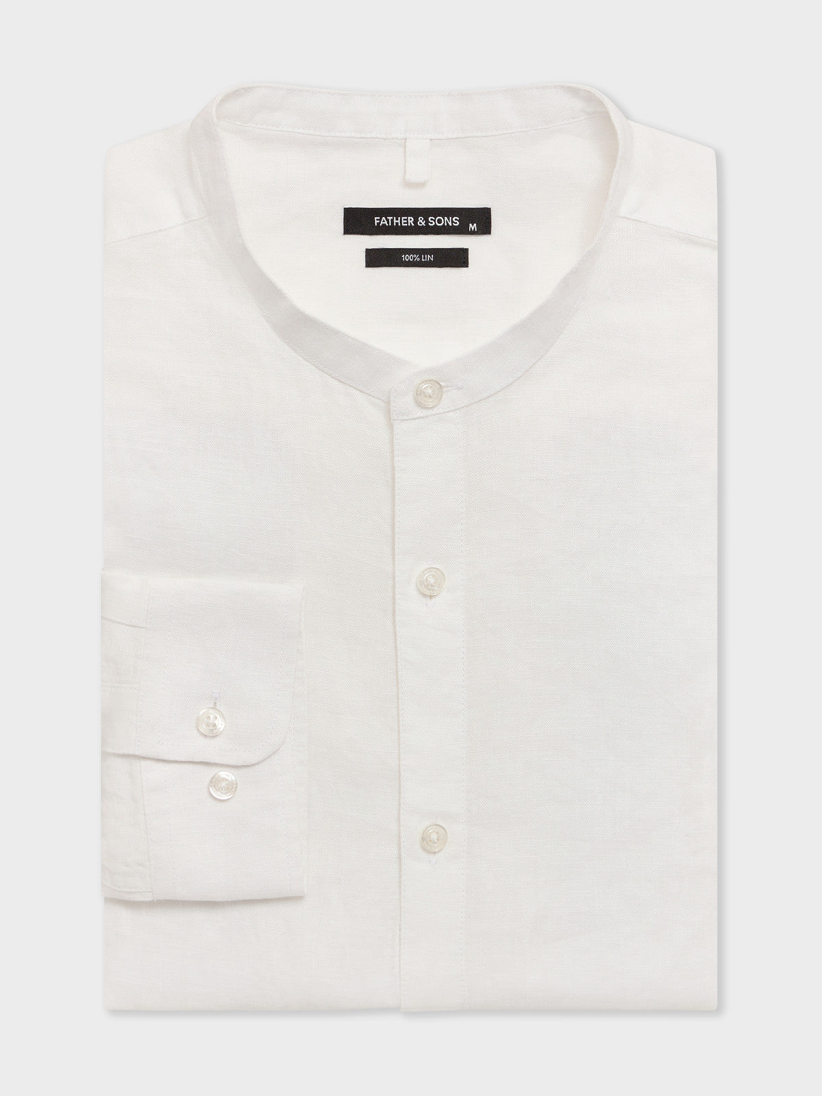 Chemise Slim En Lin Blanc Col Officier