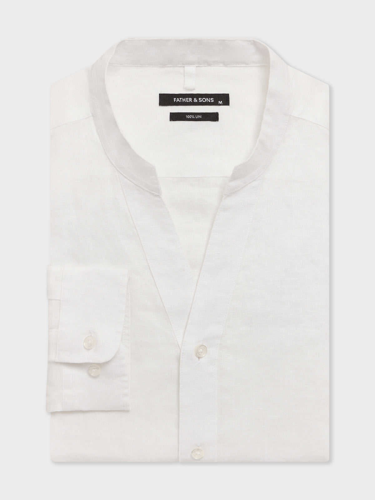 Chemise Slim En Lin Blanc Col Tunisien