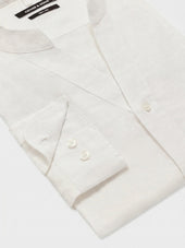Chemise Slim En Lin Blanc Col Tunisien