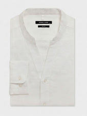 Chemise Slim En Lin Blanc Col Tunisien