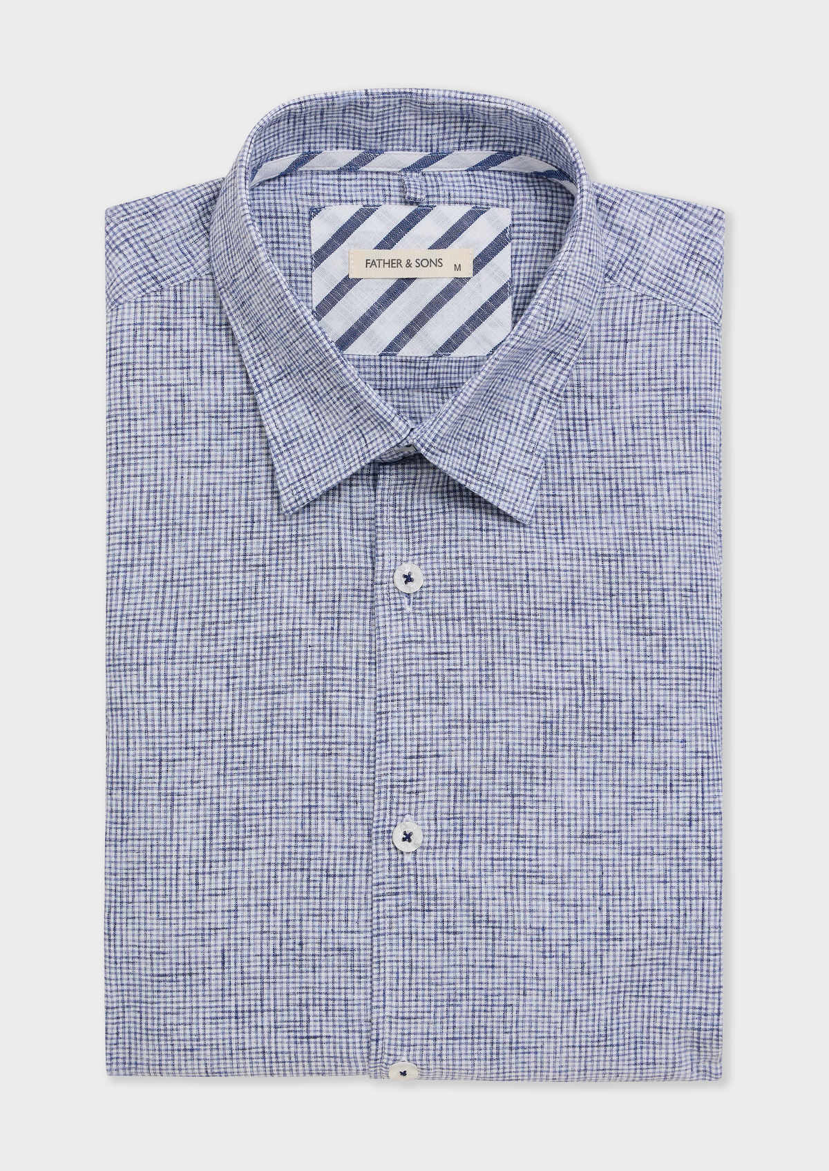 Chemise Sport Slim En Popeline De Coton M Lang Blanc Carreaux Bleu Jeans