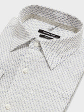 Chemise Slim En Lin Motif Bleu Et Kaki