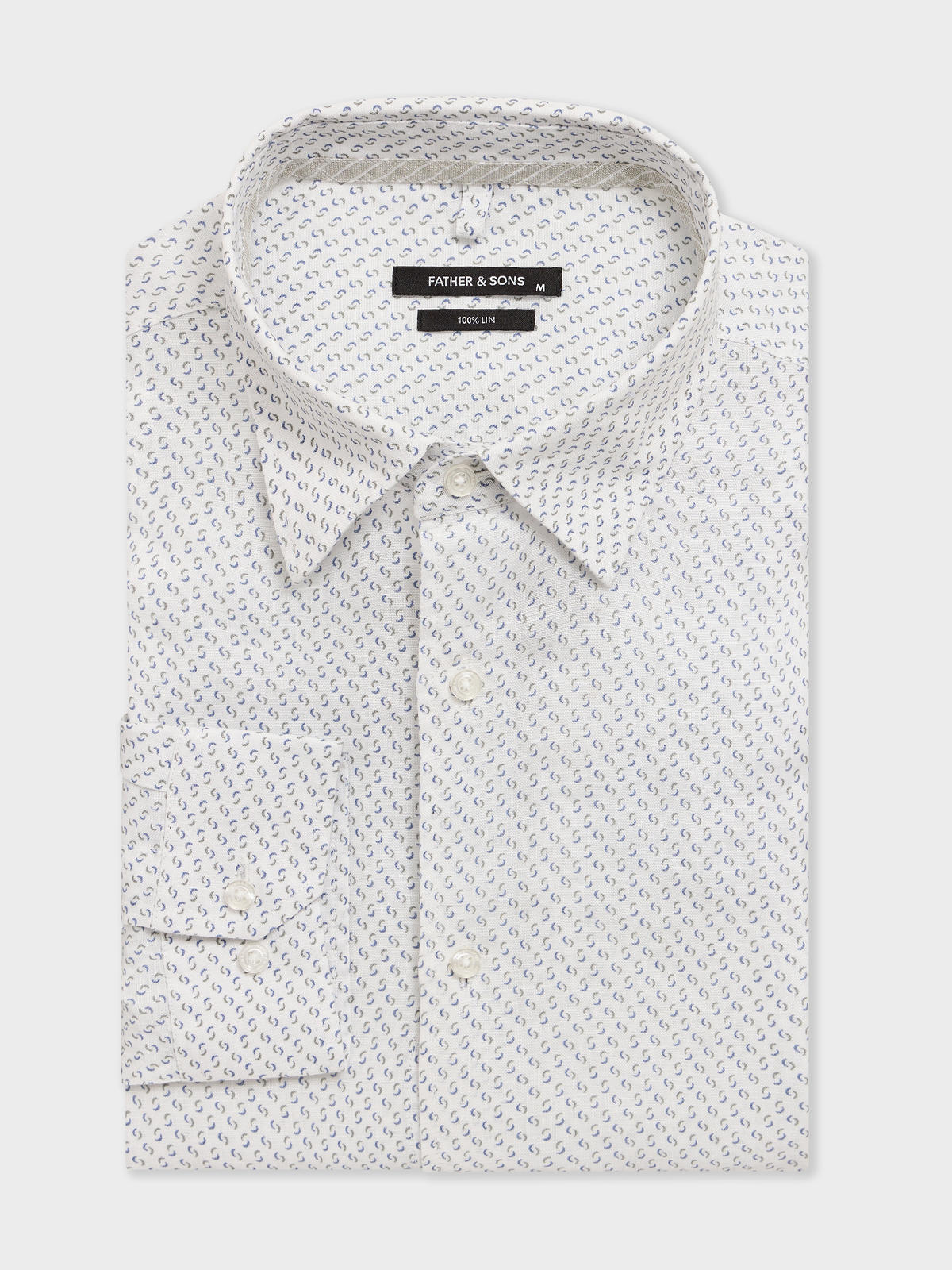 Chemise Slim En Lin Motif Bleu Et Kaki