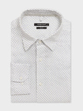 Chemise slim en lin à motif bleu et kaki