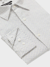 Chemise Slim En Lin Motif Bleu Et Kaki