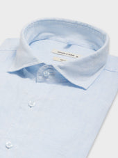 Chemise Slim En Lin Bleu Ciel Rayures