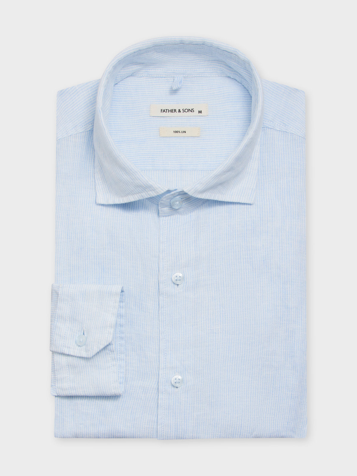 Chemise Slim En Lin Bleu Ciel Rayures