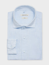 Chemise Slim en lin bleu ciel à rayures
