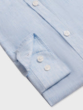 Chemise Slim En Lin Bleu Ciel Col Officier