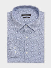 Chemise slim en lin à motif bleu ciel