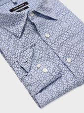 Chemise Slim En Lin Motif Bleu Ciel