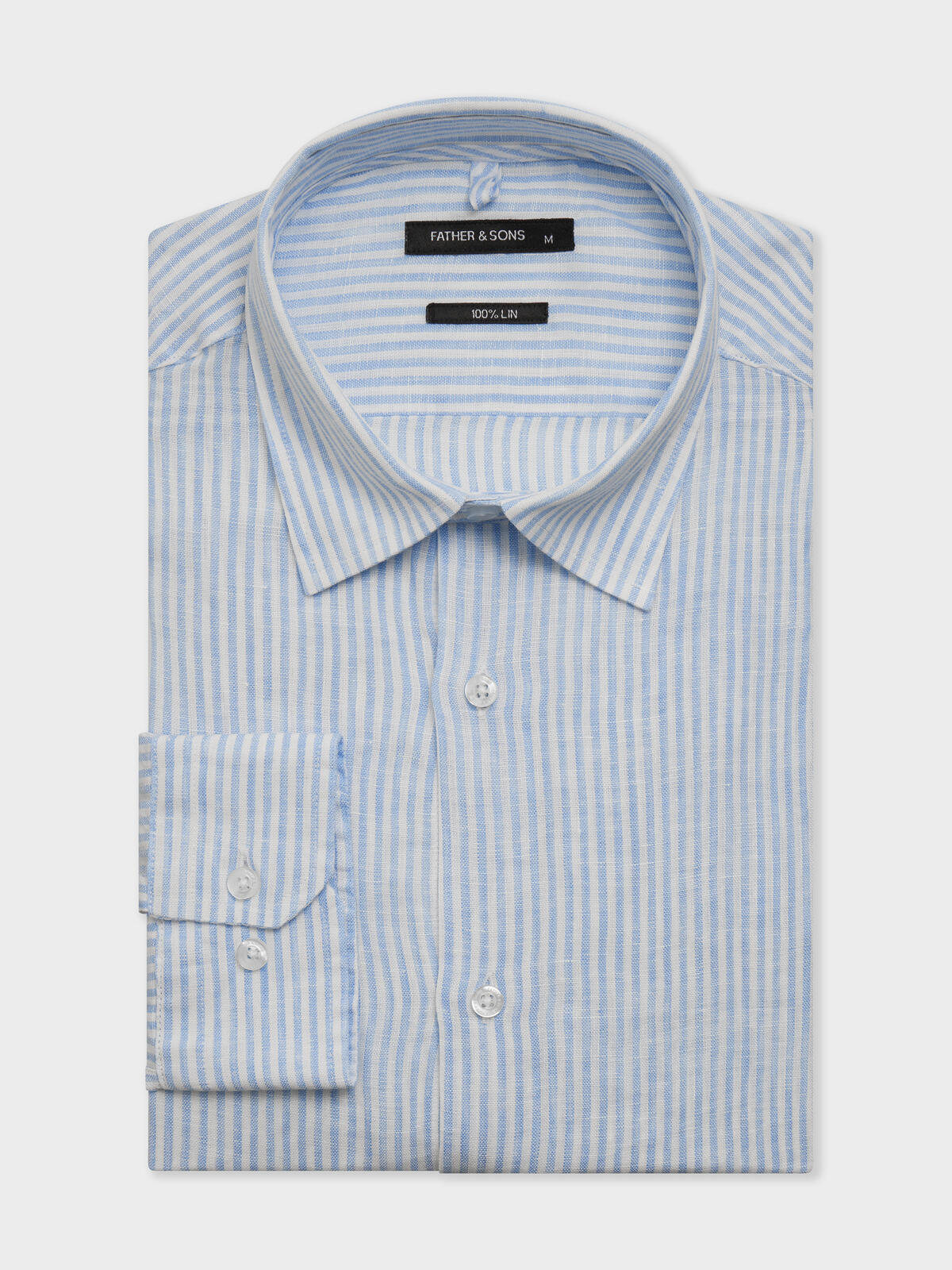 Chemise Slim En Lin Rayures Bleu Ciel