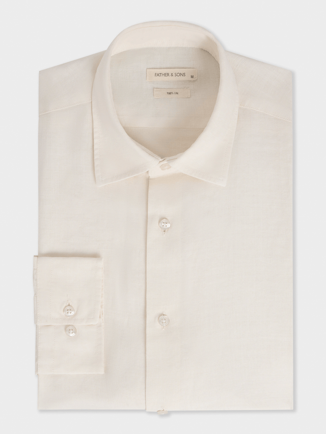 Chemise slim en lin écru