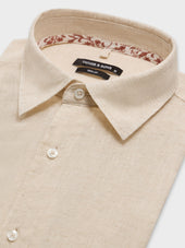 Chemise Slim En Lin Beige Clair