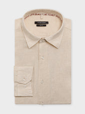 Chemise slim en lin beige clair