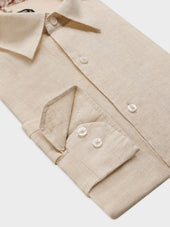 Chemise Slim En Lin Beige Clair