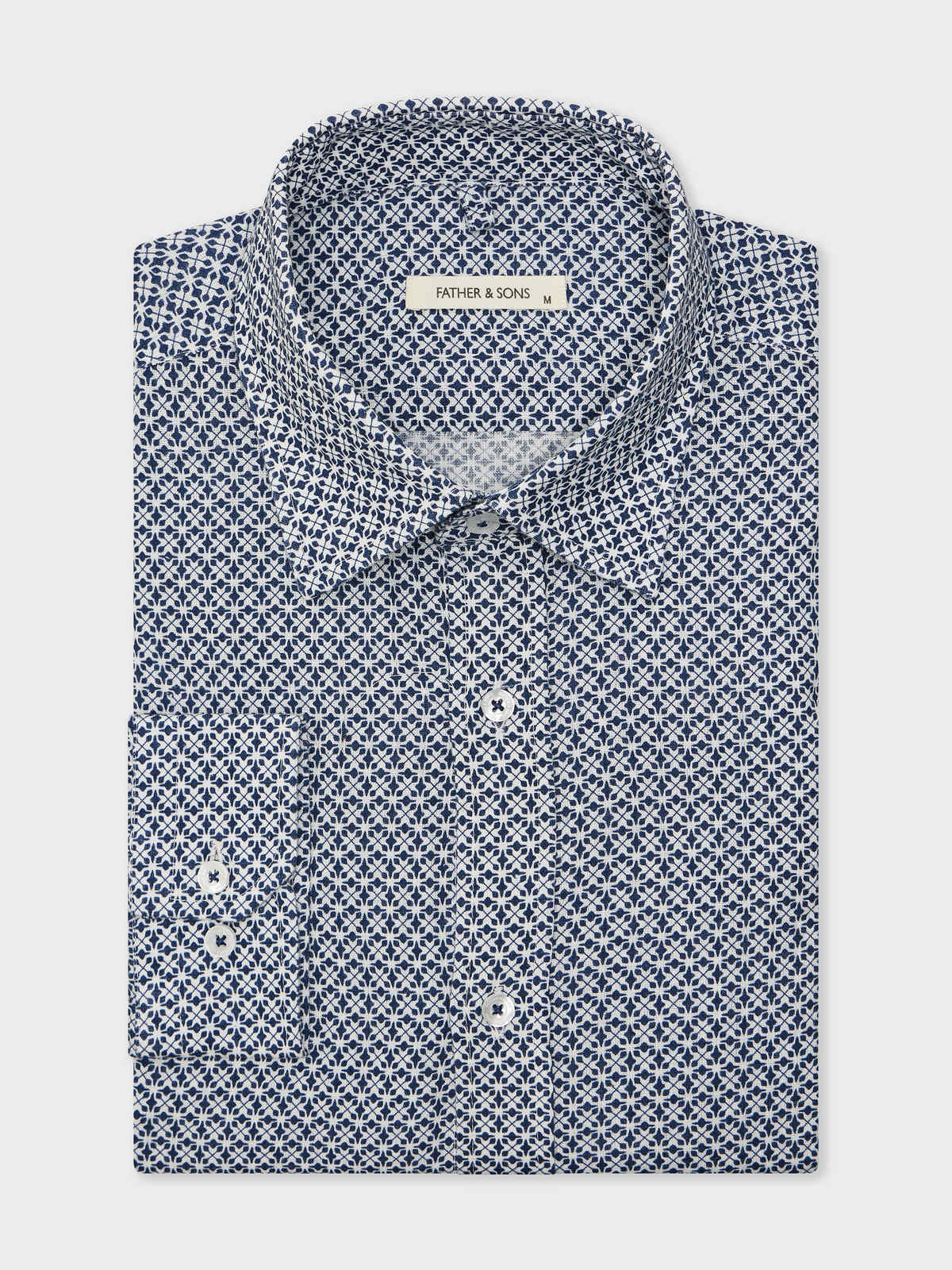 Chemise Slim En Lin Et Coton Motif Bleu